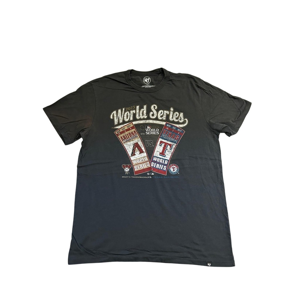 47 Brand 2023 World Series T-Shirt Mens Large Black‎ Excellent MLB Graphic Tee